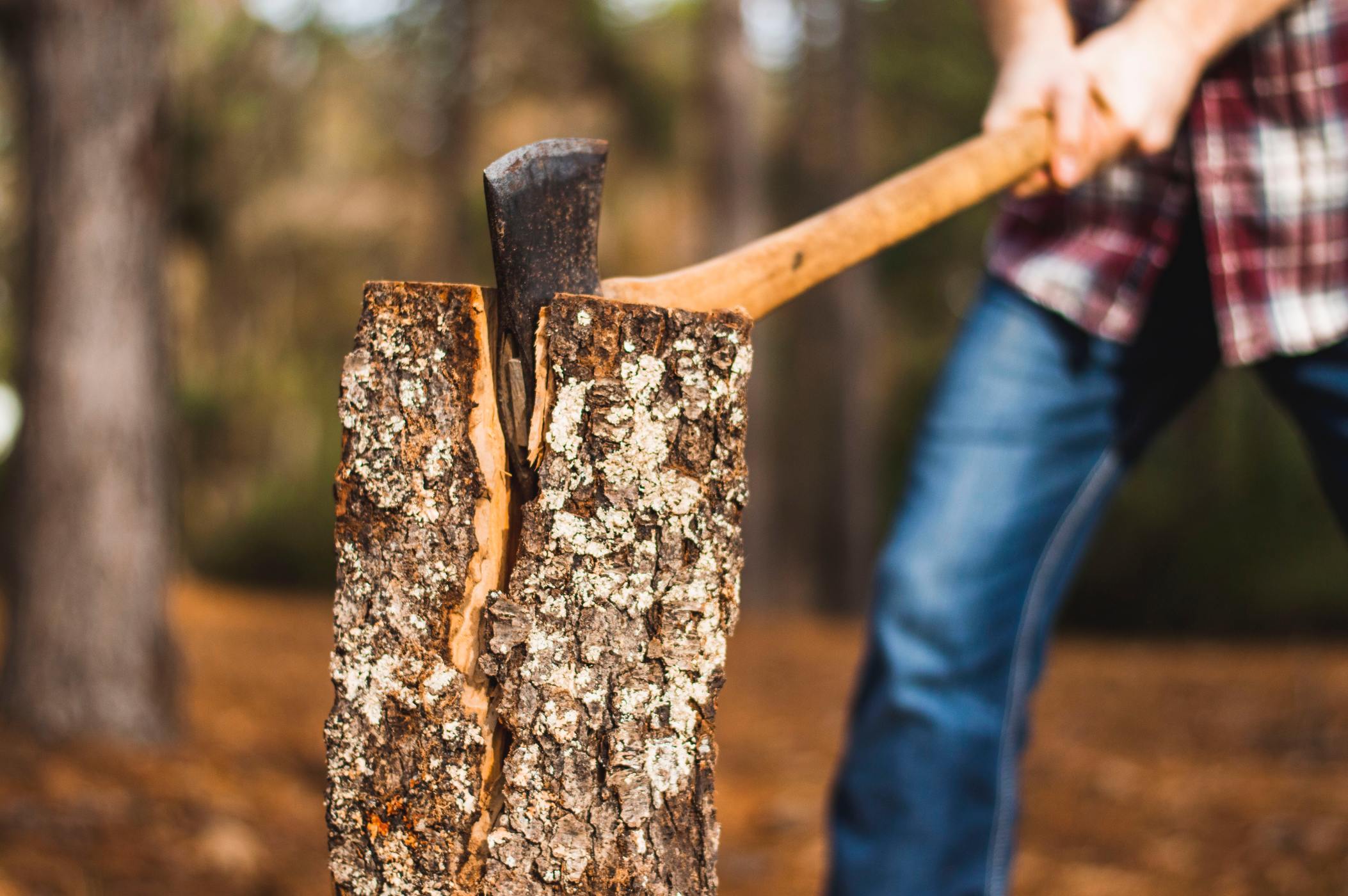 splitting wood
