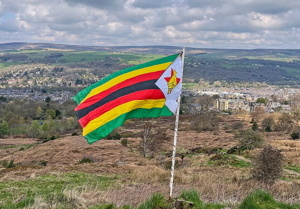 Photo of Zimbabwe flag on Ilkley Moor